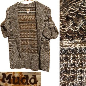 Olive green & white open cardigan